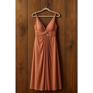 Azazie A18 Rusty Rose Chiffon Gown Size 18 Bridesmaid Dress with Lace Back